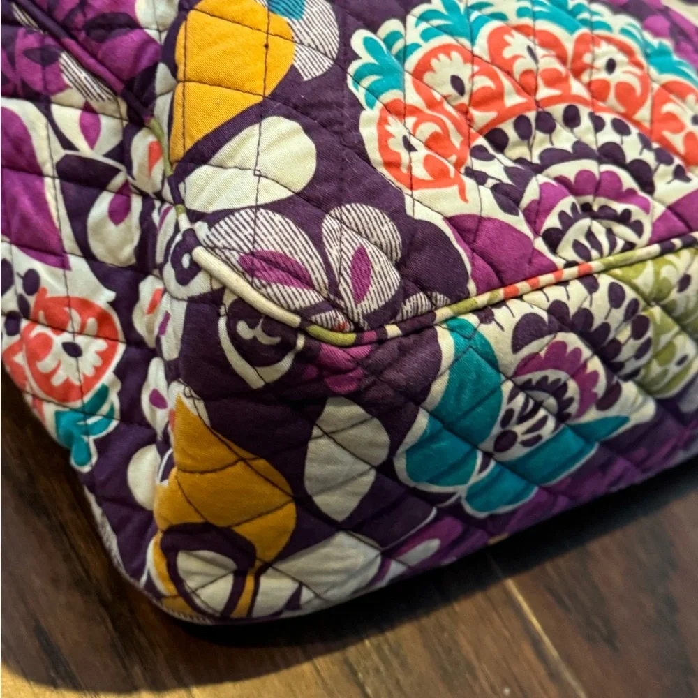 Vera Bradley Retired Messenger/Computer Bag in the Plum Crazy pattern.